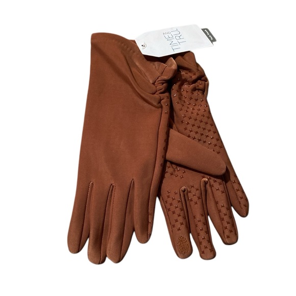 Driving Gloves Tech Touch Fleece Lined Cognac Gloves - Picture 5 of 8